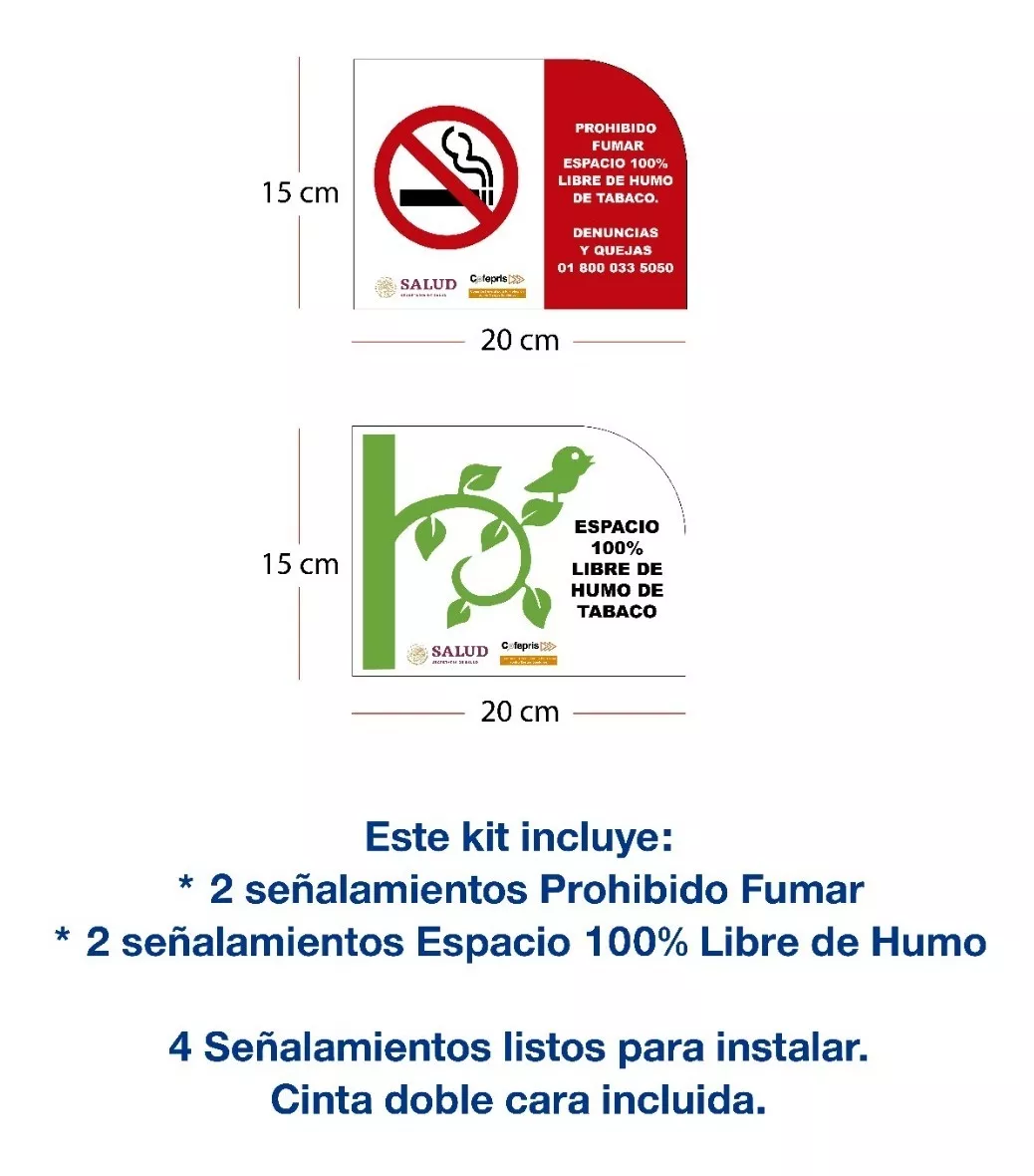 Señalamientos No Fumar Paquete De 4 Piezas