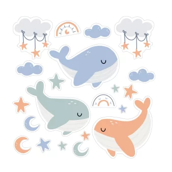 Ballenas Bebé, Stickers Vinil Decorativo Infantil