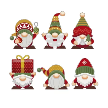 Gnomos Navideños, Kit de Siluetas Decorativas
