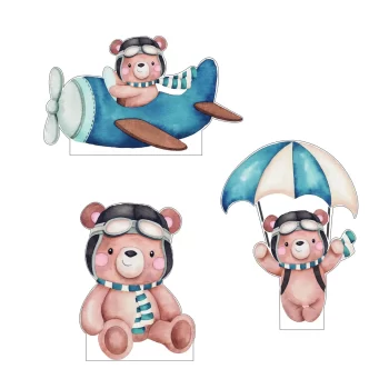 Oso Aviador, Kit de Siluetas Decorativas